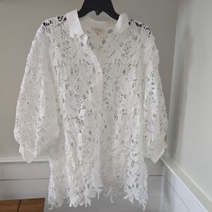 POL Women's Ivory Lace Blouse